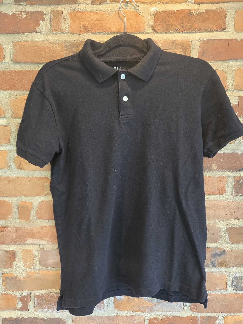GAP Men's Black Polo with Two-Button Placket